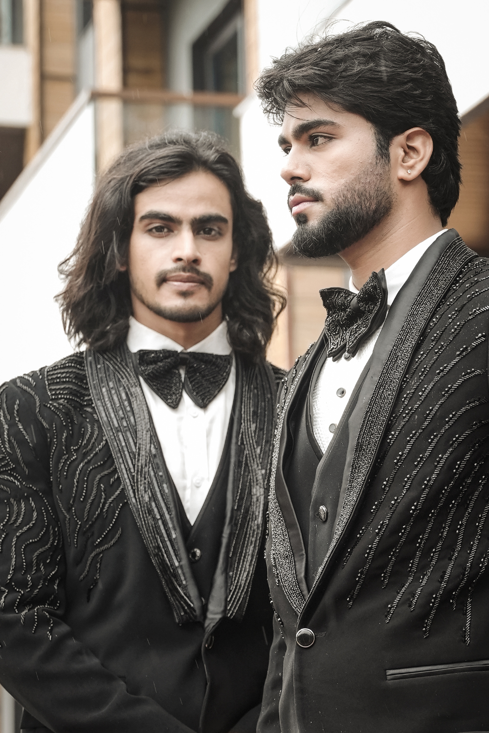 Black Tuxedo Suit With Sequins Beads Embellishment1