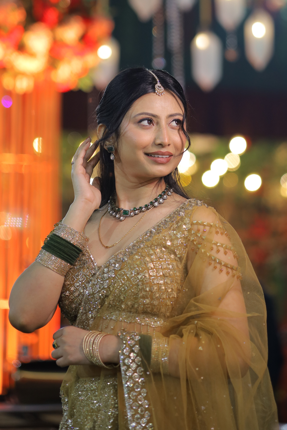 Gold 3D Sequin Lehenga Set3