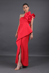 Ruffle Shoulder Slit GownIMG_8491