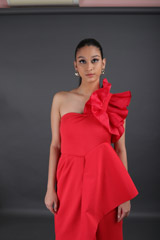 Ruffle Shoulder Slit GownIMG_8499