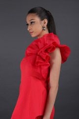 Ruffle Shoulder Slit GownIMG_8502