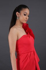 Ruffle Shoulder Slit GownIMG_8504