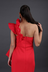 Ruffle Shoulder Slit GownIMG_8511