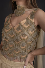 Golden Tasseled Lehenga Set_DTR8991