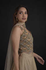 Golden Tasseled Lehenga Set_DTR8992