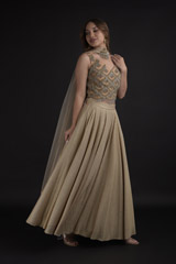 Golden Tasseled Lehenga Set_DTR8997