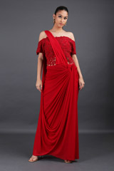 Cowl Draped Saree Gown