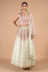 Mint Green Tulle Lehenga Set