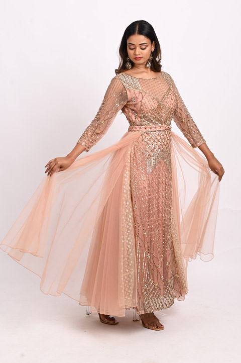Dusty Pink Belted Gown