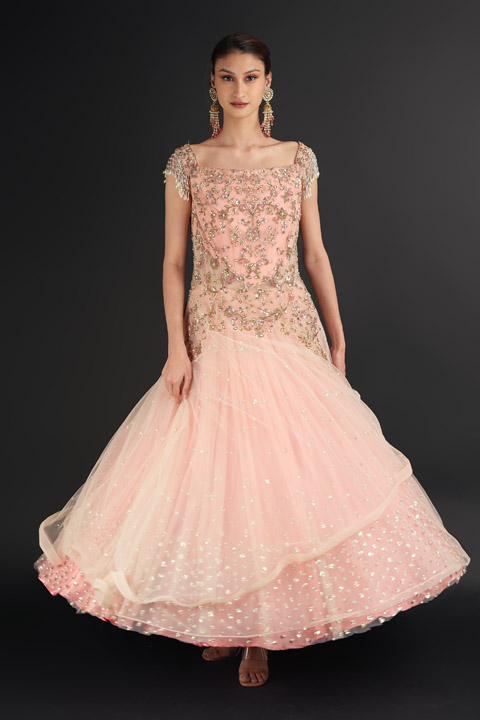 Blush Pink Off Shoulder Gown