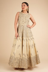 Beige Jaal Embroidered GownDSC01951