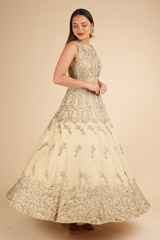 Beige Jaal Embroidered GownDSC01957