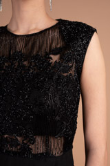 Charcoal Hand Embellished Slit GownDSC07258