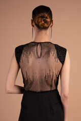 Charcoal Hand Embellished Slit GownDSC07264