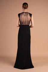 Charcoal Hand Embellished Slit GownDSC07265