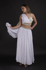 White 3D Floral Drape Top Bottom Set_DTR2042