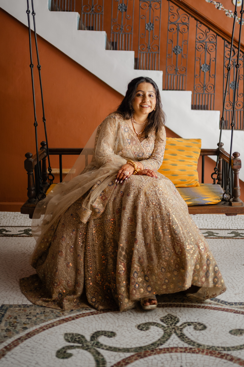 Beige Lehenga with Sequins Embellishment1