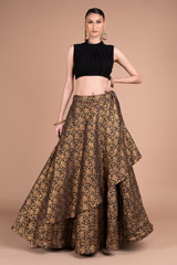 Black Banaras Top Bottom Set