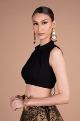 Black Banaras Top Bottom SetDSC07178