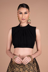 Black Banaras Top Bottom SetDSC07179