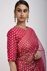 Hot Pink Organza Saree Set_SUB0009