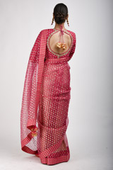 Hot Pink Organza Saree Set_SUB0022