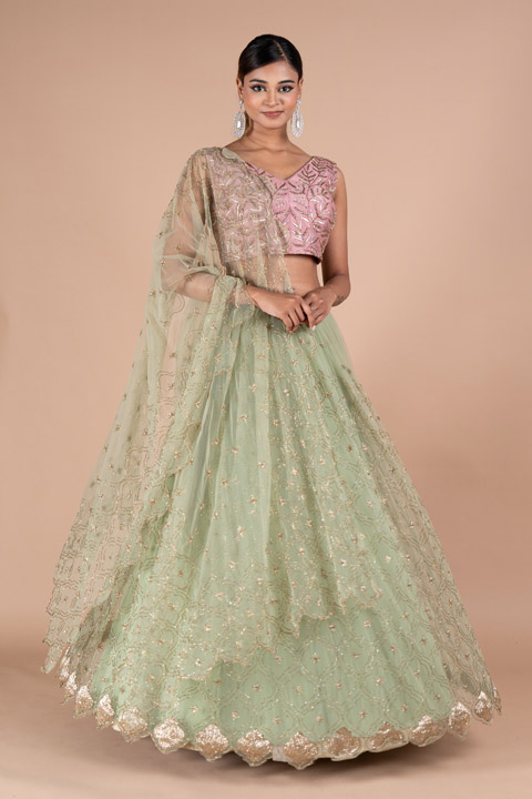 Jaal Lehenga with Star Butis