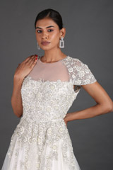 White Tulle Floral Embroidery GownIMG_1268