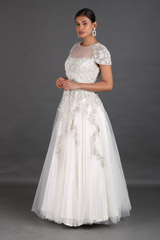 White Tulle Floral Embroidery GownIMG_1273