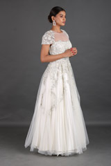 White Tulle Floral Embroidery GownIMG_1275