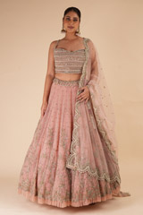Vintage Pink Net Creeper LehengaDSC08014