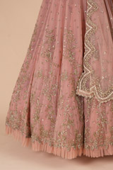 Vintage Pink Net Creeper LehengaDSC08017