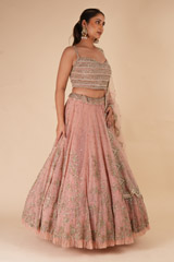 Vintage Pink Net Creeper LehengaDSC08018