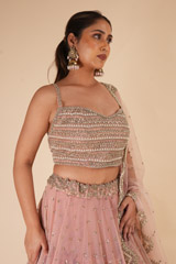 Vintage Pink Net Creeper LehengaDSC08019