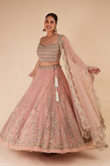 Vintage Pink Net Creeper LehengaDSC08023