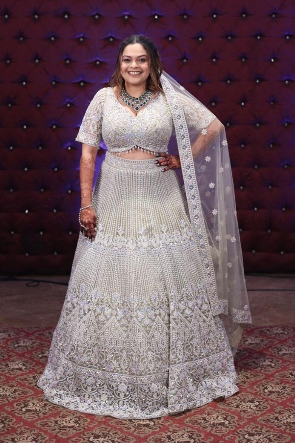 Pista Green Lehenga With Pearls And Beads Embellishment