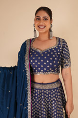 Blue Rawsilk Zardozi LehengaDSC07939