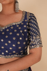 Blue Rawsilk Zardozi LehengaDSC07940