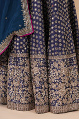 Blue Rawsilk Zardozi LehengaDSC07941