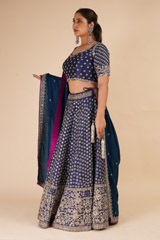 Blue Rawsilk Zardozi LehengaDSC07944