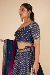 Blue Rawsilk Zardozi LehengaDSC07946