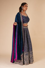 Blue Rawsilk Zardozi LehengaDSC07947