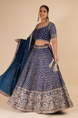 Blue Rawsilk Zardozi LehengaDSC07949
