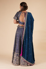 Blue Rawsilk Zardozi LehengaDSC07950