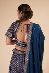 Blue Rawsilk Zardozi LehengaDSC07951