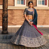 Blue Rawsilk Zardozi Lehenga