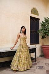 Yellow Embroidered Anarkali Gown