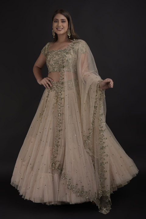 Ivory Sequins Embellished Lehenga Set