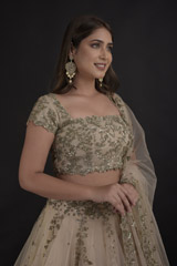 Ivory Sequins Embellished Lehenga Set_DTR1114