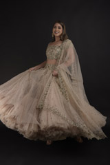 Ivory Sequins Embellished Lehenga Set_DTR1117